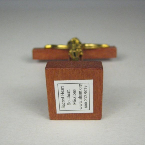 Saint Jude Miniature Portable Wooden Standing Crucifix Stand 4 in Metal Cross - Picture 7 of 7